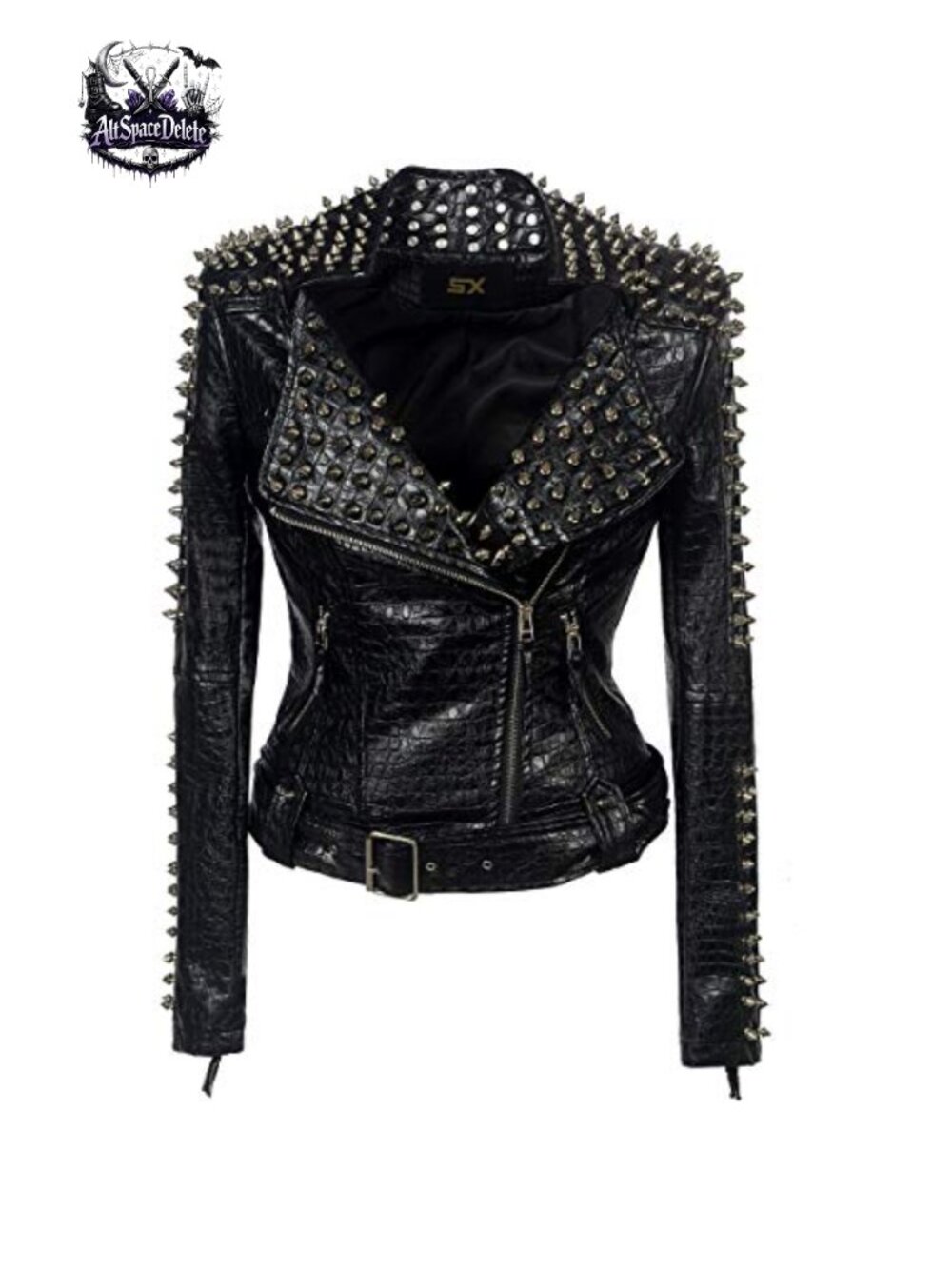 Studded Punk Rock Faux Leather Motorcycle Jacket Moto Biker Coat